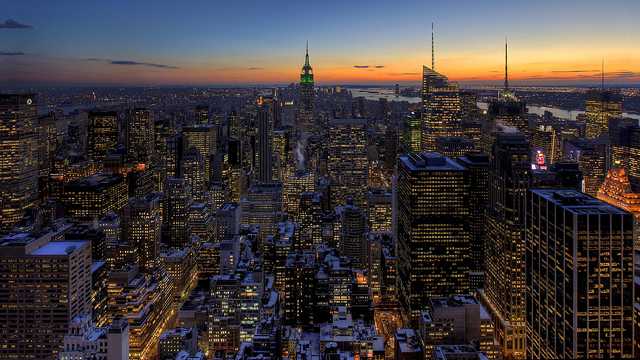 Snow Covered Manhattan Sunset