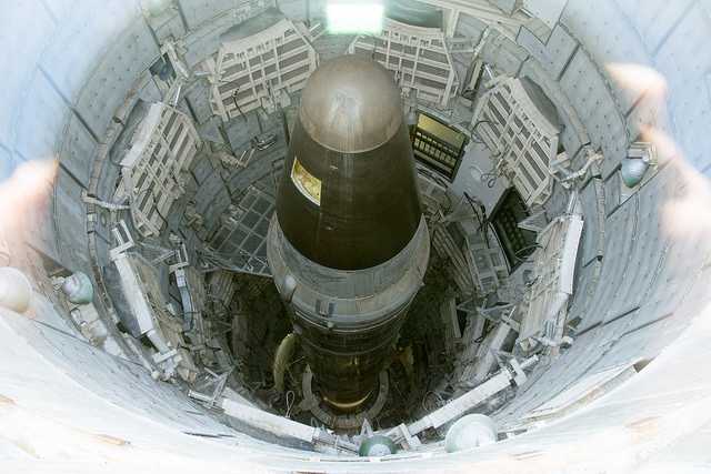 looking through the plexiglass at Titan II missle site