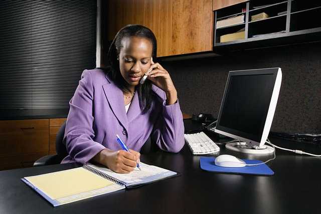Woman working in office.