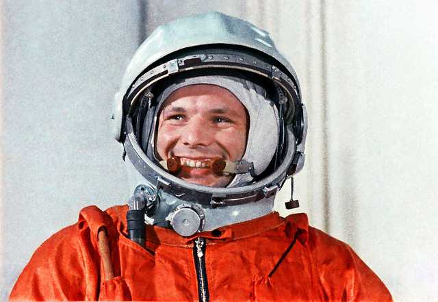 Yuri Gagarin, first man in space, April 12, 1961